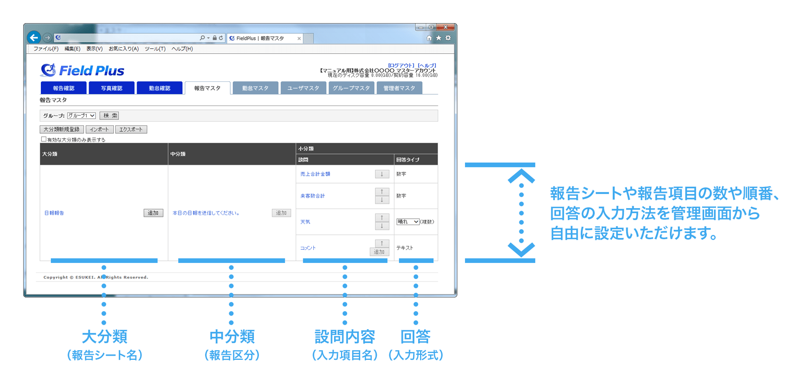報告シート作成画面